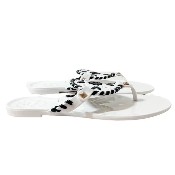 Jack Rogers Georgica Jelly Flip Flop Thong Sandals White & Black Women’s Size 5 - Picture 4 of 14